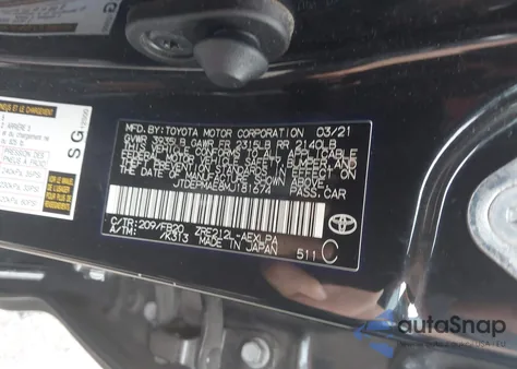 2021 Toyota Corolla Le из США, поврежденный, VIN JTDEPMAE8MJ181674